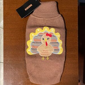 Brown Dog Sweater with Turkey Design